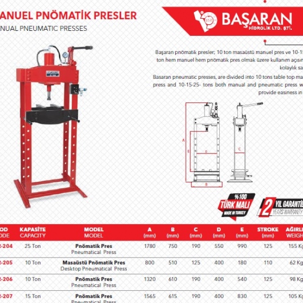 BAŞARAN MANUEL PNÖMATİK PRESLER